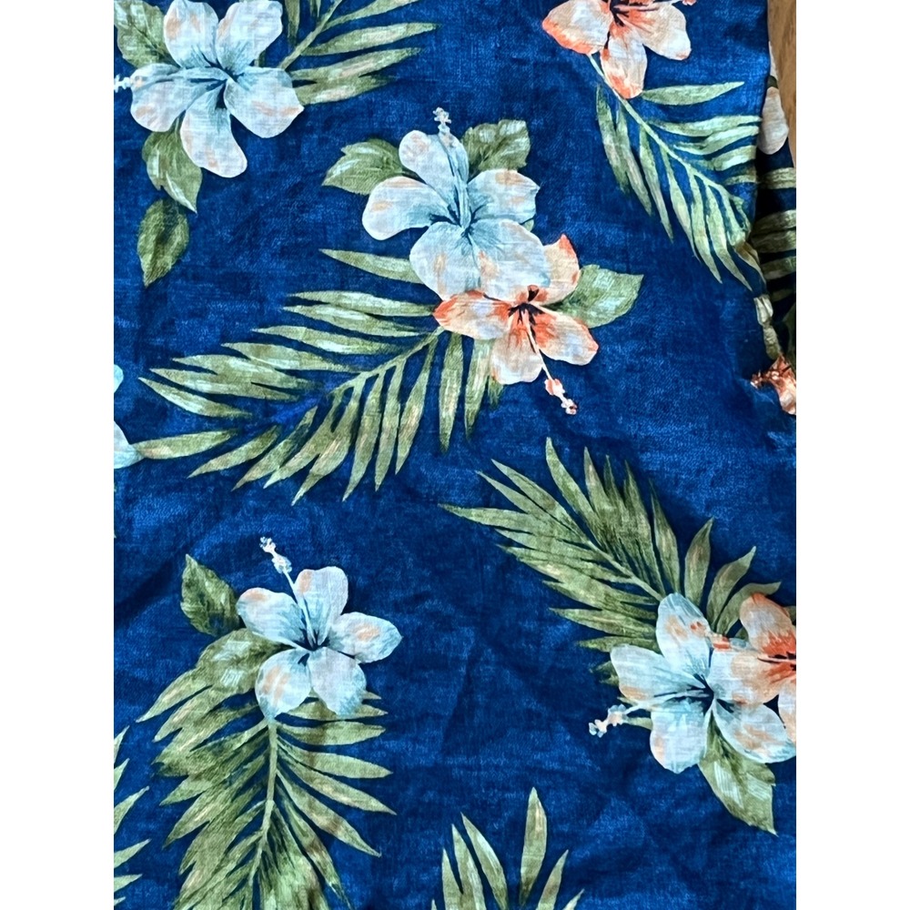Club Room Linen Luxury Shirt Mens M Blue Floral Tropical Button Down Long Sleeve - Picture 6 of 8